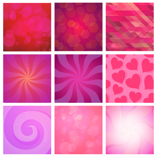 Vector Set of Abstracy Background red and pink color for celebration and holidays. - Vector, imagen