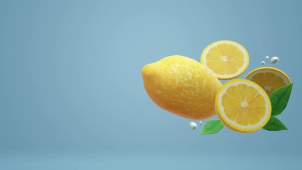 料理映像のための青の 3d レモン オブジェクト. - 映像、動画
