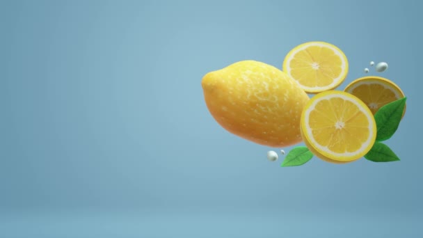 L'objet 3d citron sur bleu pour les images de nourriture
. - Séquence, vidéo