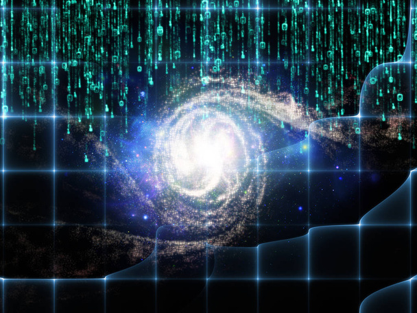 Matematycznych wszechświata serii. Wzajemne oddziaływanie cyfr i elementy przestrzeni na temat matematyki, nauki, edukacji i nowoczesna technologia - Zdjęcie, obraz