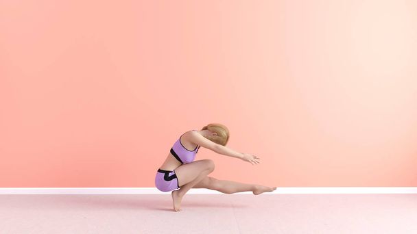Mountain Toe Stand Yoga Pose Female Woman Demonstration Concept - Valokuva, kuva