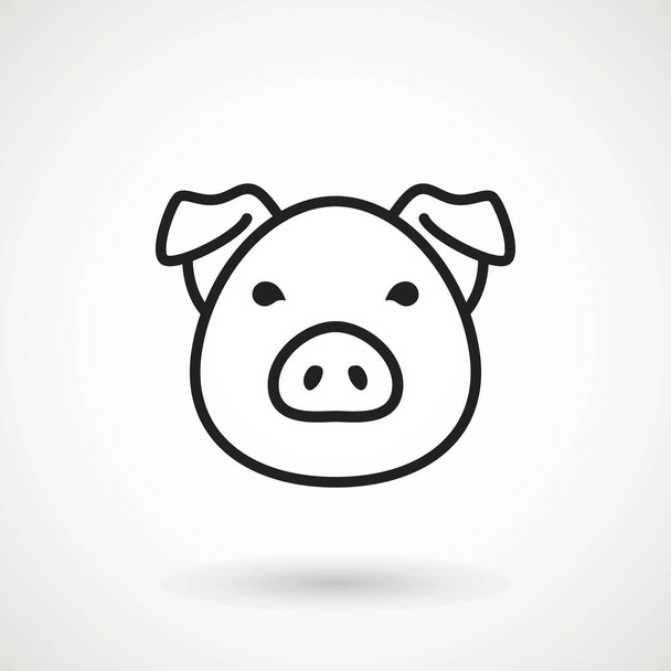 Pig line icon. logo Piglet face in outline style. Icon of Cartoon pig head. Chinese New Year 2019. Zodiac. Chinese traditional Design, decoration Vector illustration. - Vector, Imagen