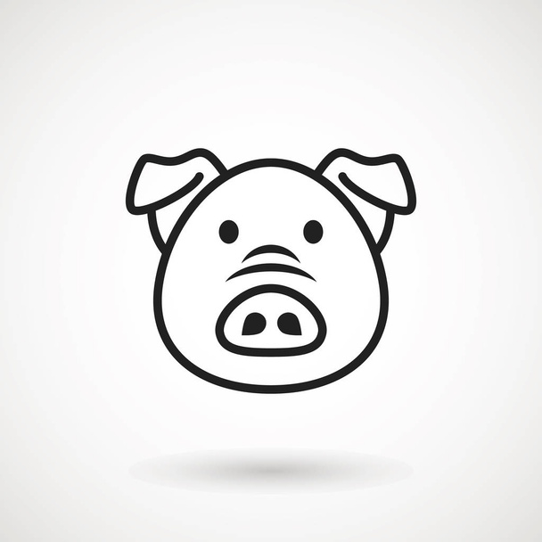 Pig line icon. logo Piglet face in outline style. Icon of Cartoon pig head. Chinese New Year 2019. Zodiac. Chinese traditional Design, decoration Vector illustration. - ベクター画像