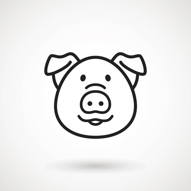 Pig line icon. logo Piglet face with smile in outline style. Icon of Cartoon pig head with smile. Chinese New Year 2019. Zodiac. Chinese traditional Design, decoration Vector illustration - Διάνυσμα, εικόνα
