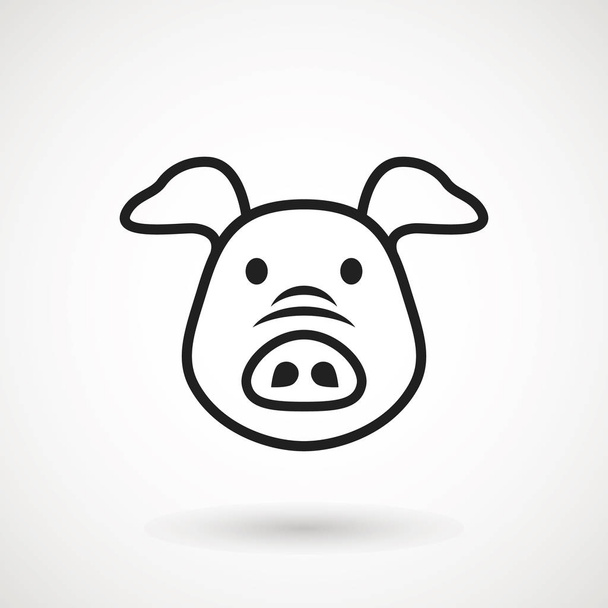 Pig line icon. logo Piglet face in outline style. Icon of Cartoon pig head. Chinese New Year 2019. Zodiac. Chinese traditional Design, decoration Vector illustration. - Vecteur, image