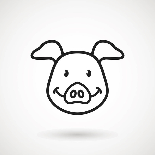 Pig line icon. logo Piglet face with smile in outline style. Icon of Cartoon pig head with smile. Chinese New Year 2019. Zodiac. Chinese traditional Design, decoration Vector illustration - Vektor, obrázek