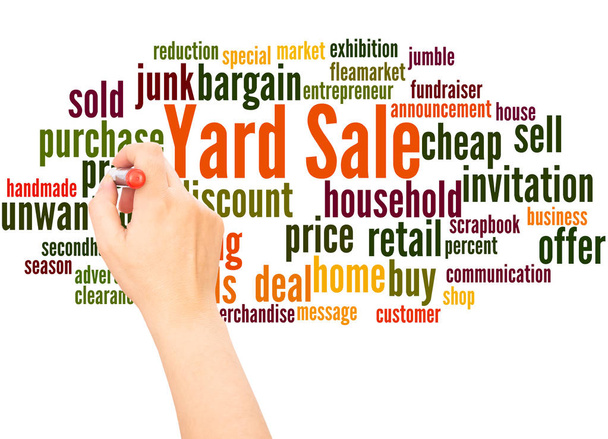Yard Sale word cloud hand writing concept on white background.  - Photo, Image