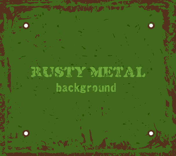 Banner scratched metal. Background frame in the form of an old iron sheet with rust and bolts. Vector - Vector, Image