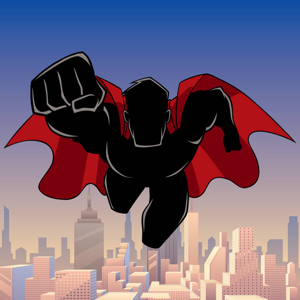 Superhero Coming City Silhouette - Вектор, зображення
