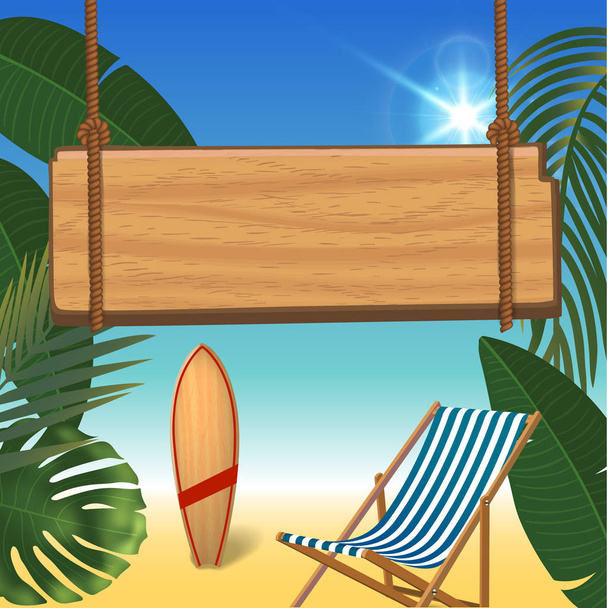 Summer time holiday realistic background. Vector illustration - Вектор,изображение