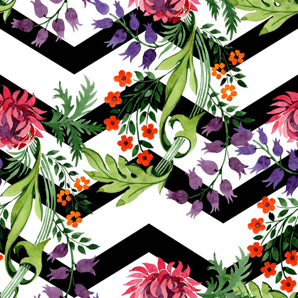 Ornament floral botanical flowers. Watercolor background illustration set. Seamless background pattern. - Zdjęcie, obraz