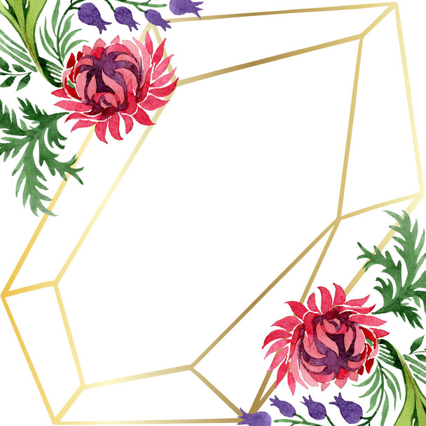 Ornament floral botanical flowers. Watercolor background illustration set. Frame border ornament square. - Valokuva, kuva