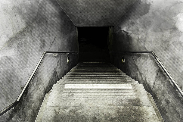 Schody přístupu k podzemním tunelem, detail schodiště pro chodce - Fotografie, Obrázek