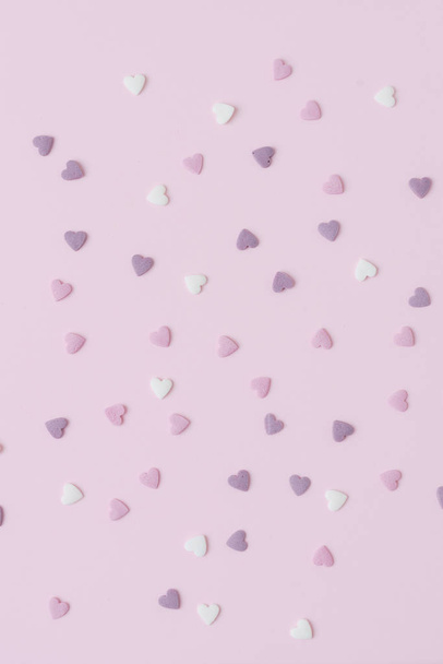 sugar hearts on paper background - Fotoğraf, Görsel