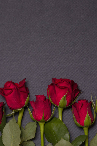 Valentines day background, seamless black  background with red rose border, free copy text space - Foto, afbeelding
