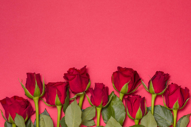 Valentines day background, seamless red background with red rose border, free copy text space - 写真・画像