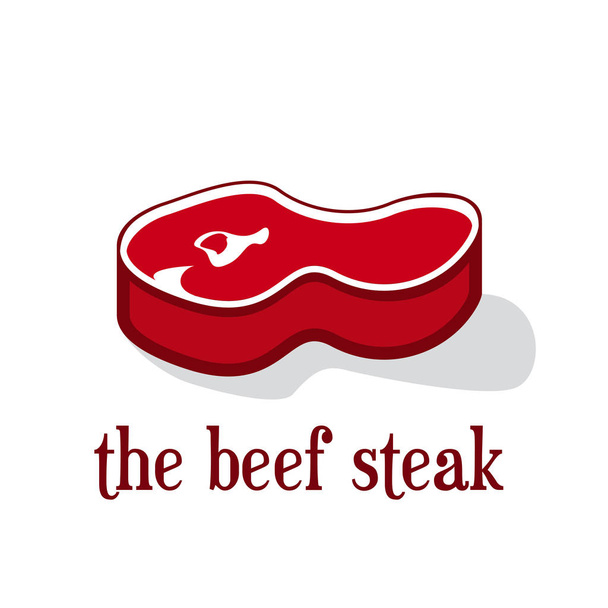 Logo t-kemik, kırmızı çiğ Dana biftek düz illüstrasyon vektör - Vektör, Görsel