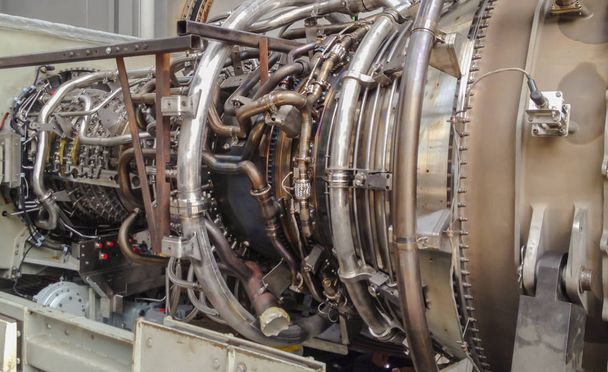 Detailansicht von Erdgasturbinenmotoren. - Foto, Bild