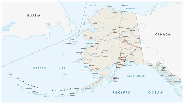 Carte routière vectorielle de l'État nord-américain de l'Alaska, États-Unis d'Amérique
 - Vecteur, image