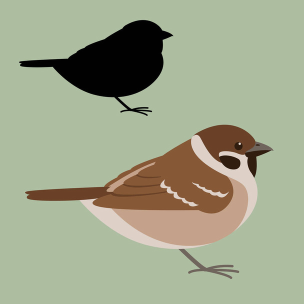 sparrow bird , vector illustration , flat style ,  silhouette - Vector, Image