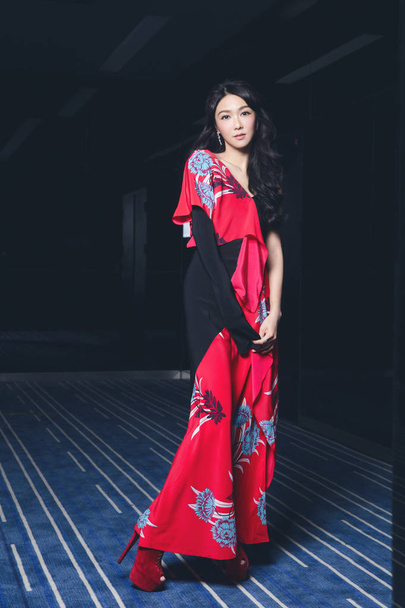 Гонконг співачка і актриса Фіона Sit позує для фотографії під час ексклюзивні інтерв'ю Imaginechina в Пекіні, 5 листопада 2017. - Фото, зображення