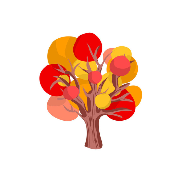 Flat seasonal shaded tree icon isolated on white background - Διάνυσμα, εικόνα