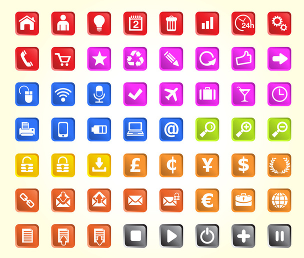 Icons web, media, business and office - Vector, afbeelding