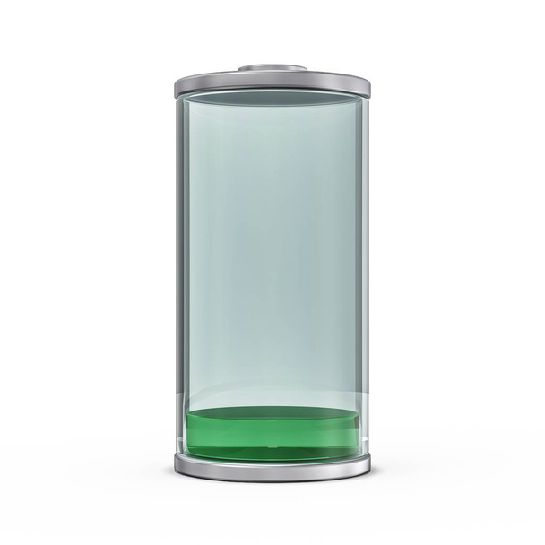 Battery icon with green charge indicator. 3D rendering - Foto, immagini