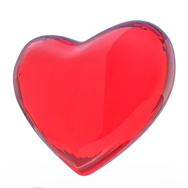Red heart isolated on white background. 3D rendering - Valokuva, kuva