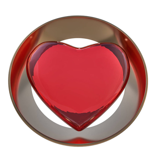 Coração vermelho isolado no fundo branco. Renderização 3d - Foto, Imagem