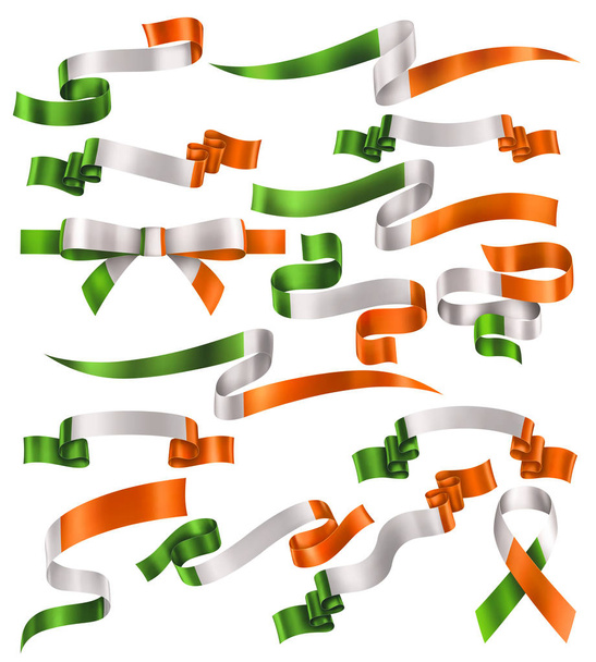 Ensemble de rubans drapeau irlandais, collection vectorielle d'éléments décoratifs et de bannières, décoration pour les vacances irlandaises. SPE 10 contient de la transparence
. - Vecteur, image