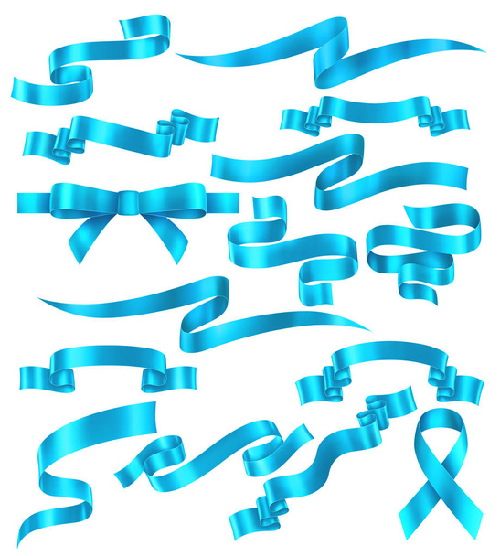 Set of light blue ribbons, vector collection of banners, EPS 10 contains transparency. - Vector, Image