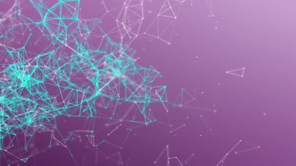 Turquoise particles move slowly on a purple background. abstract background. 3d rendering depth of field and blur - Footage, Video