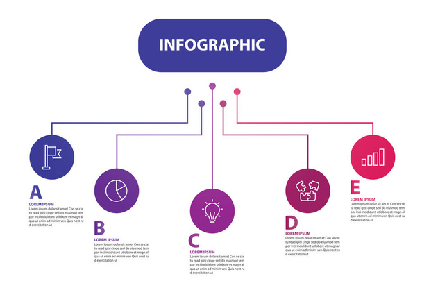 infographic element design 5 step, infochart planning - Vektor, Bild