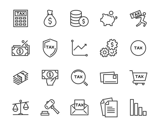 conjunto de iconos de línea de dinero, tales como moneda, finanzas, digital, por ciento
 - Vector, Imagen