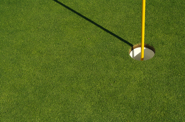 Lush, Freshly Mowed Golf Green and Flag - Photo, Image