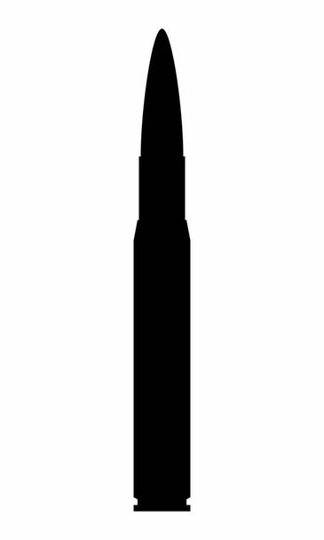 La silueta oscura de una bala sobre fondo blanco
 - Vector, Imagen