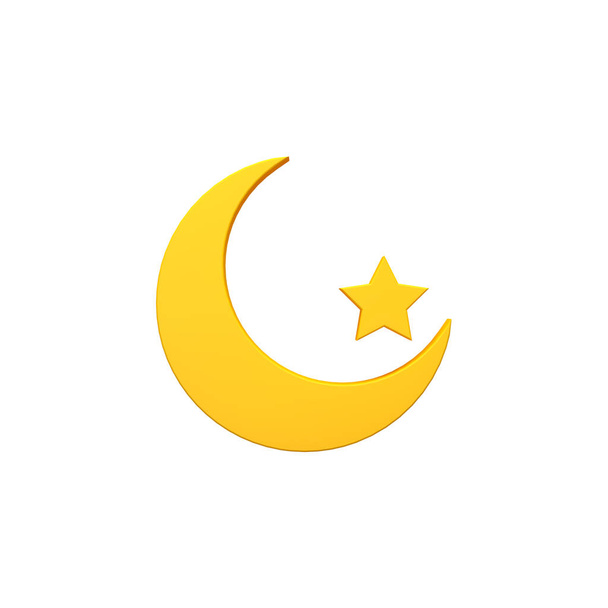 Luna estrella, media luna volumétrica 3d renderizar icono de la imagen
 - Foto, imagen