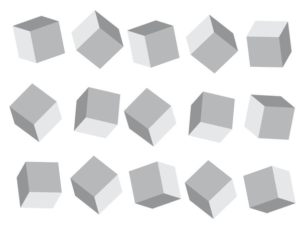 Cubo modelos 3D. Cubos realistas 3d con sombras - Vector, imagen