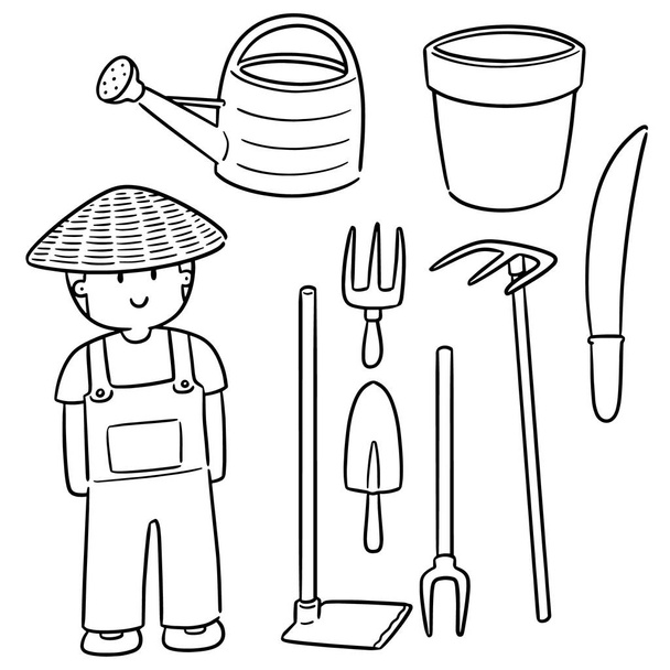 векторный набор садоводов и оборудования для садоводства
 - Вектор,изображение