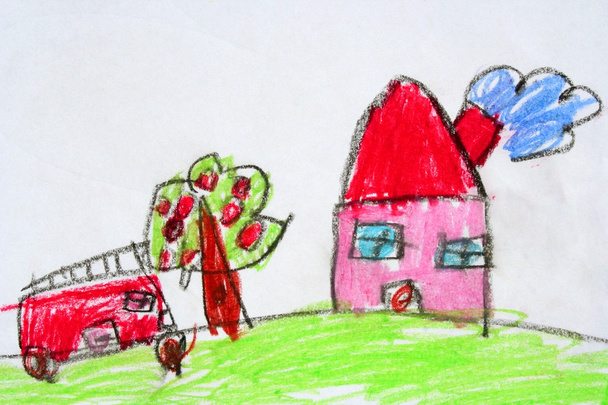 kinderachtig getekende huis - Foto, afbeelding
