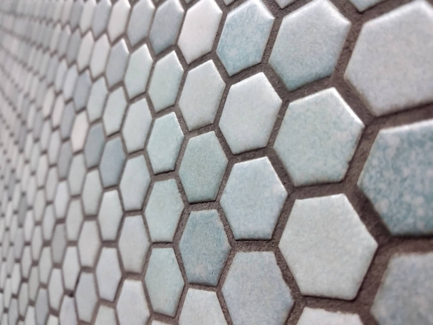 ライト ブルー六角蜂蜜櫛パターン背景テクスチャ - 写真・画像