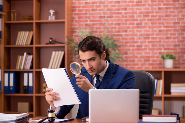 Молодий красивий адвокат працює в своєму офісі
  - Фото, зображення