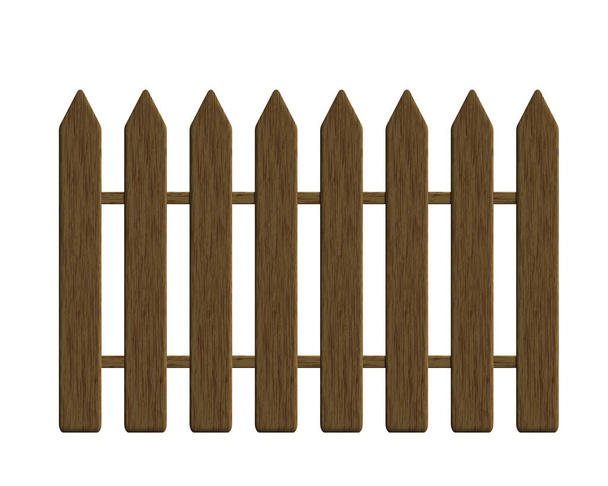 Realistic illustration of a wooden fence made of boards with textured wood, isolated on a white background - vector - Vector, Image