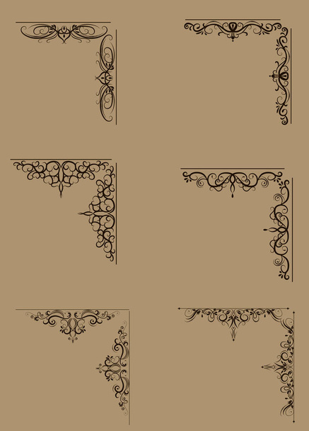 Conjunto de diseño floral remolino
 - Vector, Imagen