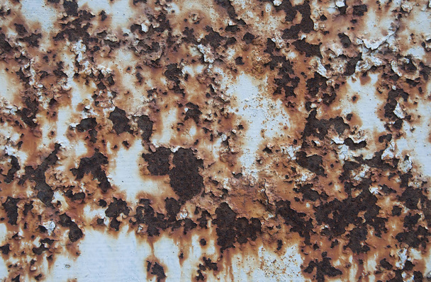 Rust background and texture. Iron. Old white paint. - Photo, Image