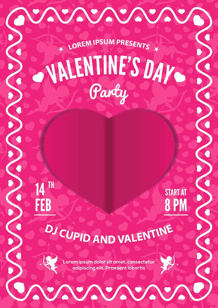 Aftelkalender voor Valentijnsdag-uitnodiging voor feest, flyer of poster design. Vectorillustratie - Vector, afbeelding