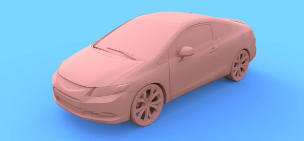 Růžové malé sportovní auto kupé. 3D vykreslování - Fotografie, Obrázek