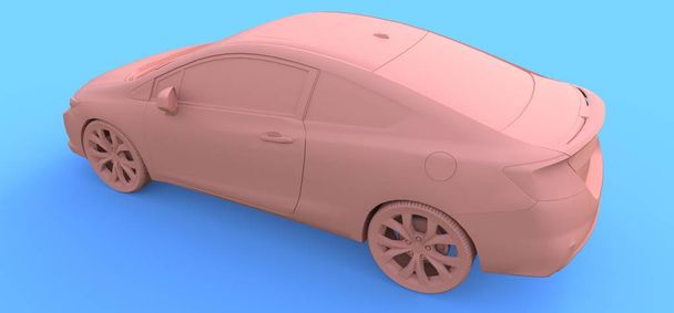 ピンクの小型スポーツカークーペ。3Dレンダリング - 写真・画像