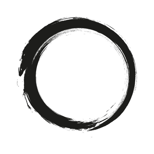 vector brush strokes circles of paint on white background. Ink hand drawn paint brush circle. Logo, label design element vector illustration. Black abstract circle. - Vector, Image